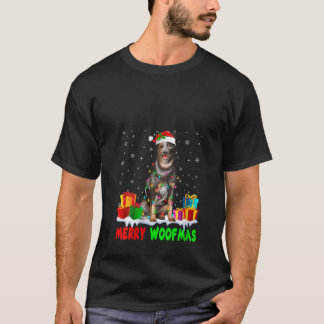 Dames Kerstfeest Woofmas Kerstlichtjes Schattige A T-shirt