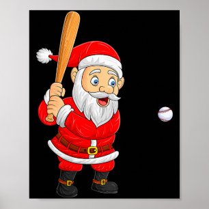 Dames Kerstman Santa die honkbal speelt Kerstmis F Poster