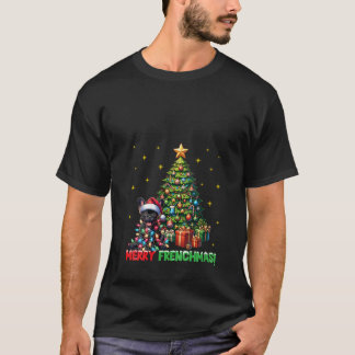 Dames Kerstmis Franse Bulldog Kerstman Hoed Ch T-shirt
