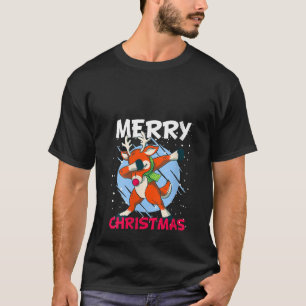 Dames Kerstsneeuw Dabbing Kerstman Rudolf Rode Neu T-shirt