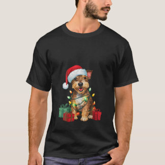 Dames Kerstverlichting Kerstman Hoed Jagdterrier H T-shirt