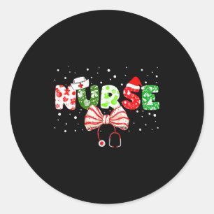 Dames Kerstverpleegster Stethoscoop Kerstmis Coque Ronde Sticker