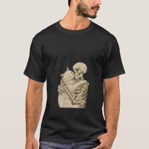 Dames Kitten Huisdier Skelet Knuffelende Kat Grafi T-shirt