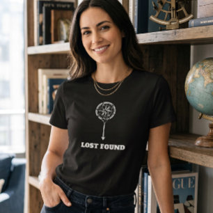 Dames kompas pijl verloren gevonden grafische zwar t-shirt