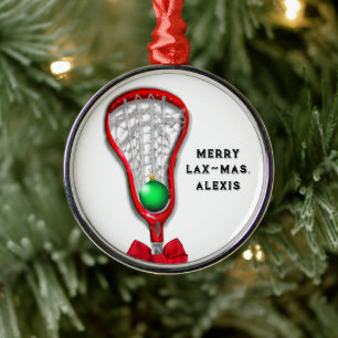 Dames Lacrosse Kerst Metalen Ornament