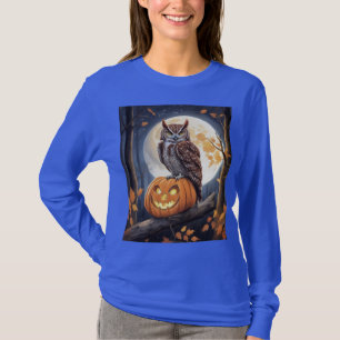 Dames lange mouw Halloween schreeuwuil jack te T-shirt