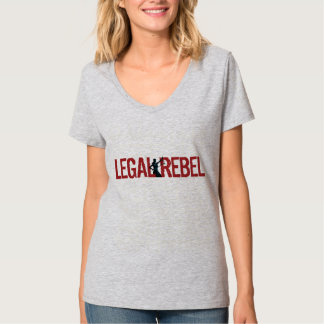 Dames Legal Rebel Wide Red Logo V-Neck T-shirt
