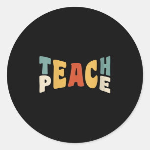 Dames Leren Vrede Retro Leraar Motiverend Onderwij Ronde Sticker