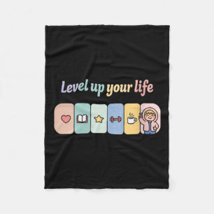 Dames Level Up Je Leven Voortgangs Balk Gamer Moti Fleece Deken
