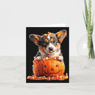 Dames Lieve Corgi Druppende Pompoen Candy Corn Kaart