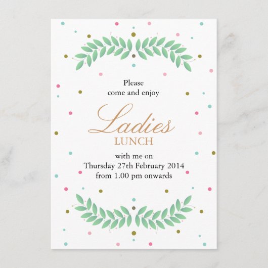 Dames Lunch Menu (Voorkant)