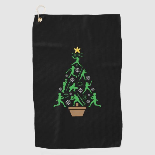 Dames Meisjes Softbal Kerstboom Golfhanddoek (Voorkant)