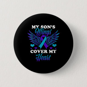 Dames Mijn Zonen Vleugels Bedekken Mijn Hart Zelfm Ronde Button 5,7 Cm