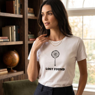 Dames Minimalistische Kompas Pijl Verloren Gevonde T-shirt