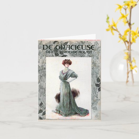 Dames Mode 1907 Kaart (Gele Bloem)