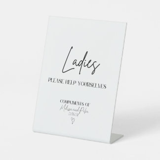 Dames moderne badkamermandje reclamebord met voetstuk