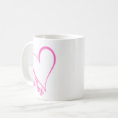 Dames mok met roze hart (Voorkant links)