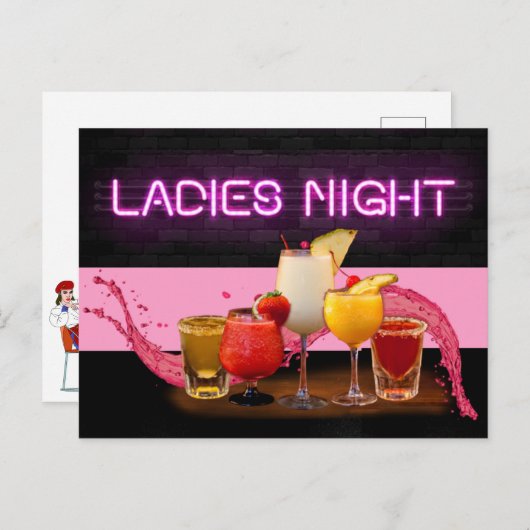 Dames nacht briefkaart (Voorkant / Achterkant)