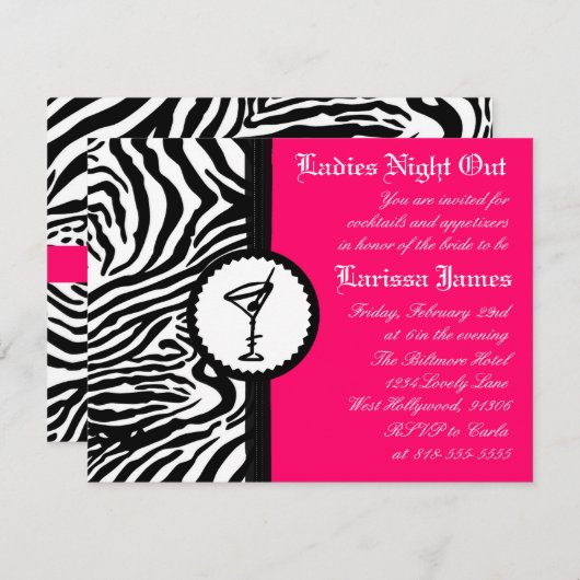 Dames nacht, uitnodiging van Bachelorette (Voorkant / Achterkant)