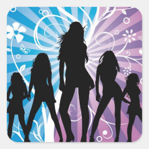 Dames nacht vierkante sticker