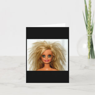 Dames nieuwe grappige versleten blonde poppengezic kaart