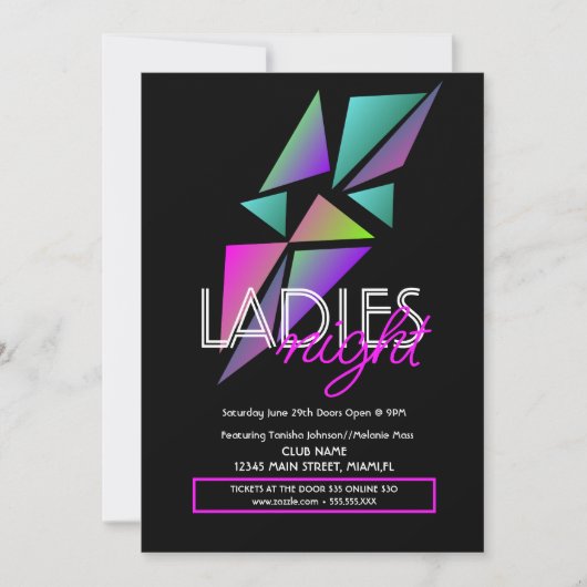 Dames Night Club Bar Fractal Flyer-uitnodiging Kaart (Voorkant)