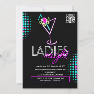 Dames Night Club Cocktail Neon Flyer Kaart