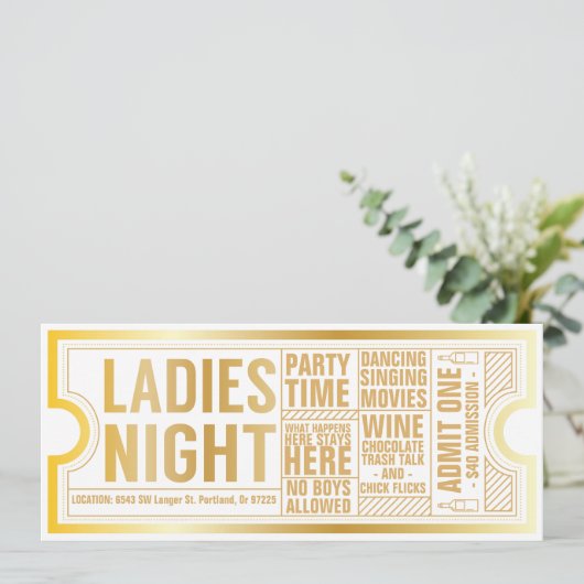 Dames Night Uitnodiging - pas het aan! (Staand voorkant)