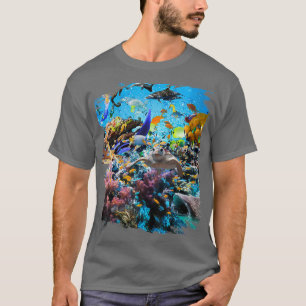 Dames Oceaan Dolfijn Haai Schildpad Koraal Zee Vis T-shirt