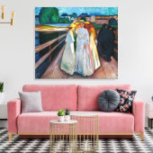Dames op de brug | Edvard Munch | Canvas Afdruk (Insitu (Woonkamer))