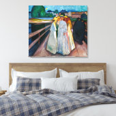 Dames op de brug | Edvard Munch | Canvas Afdruk (Insitu (Slaapkamer))