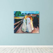 Dames op de brug | Edvard Munch | Canvas Afdruk (Insitu (Houten vloer))