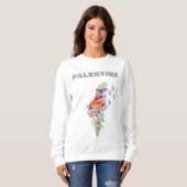 Dames Palestine Hoodie – Bloemrijke Palestina Kaar Trui (Voorkant volledig)