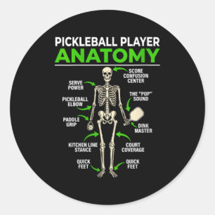 Dames pickleball speler anatomie grappige dink pic ronde sticker