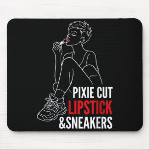 Dames pixieknip lippenstift en sneakers grappig muismat