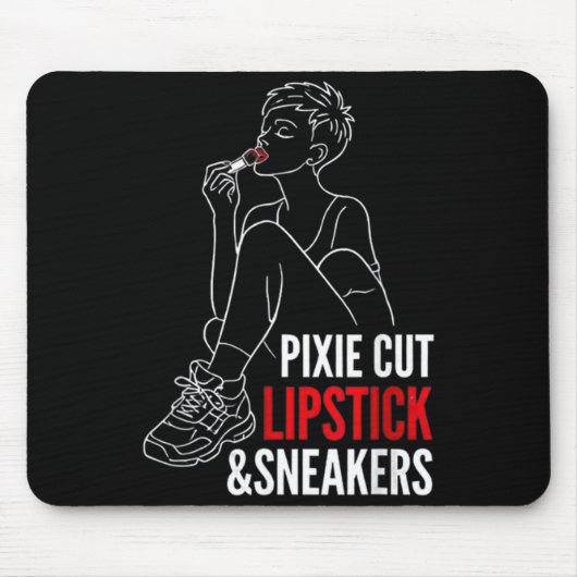 Dames pixieknip lippenstift en sneakers grappig muismat (Voorkant)