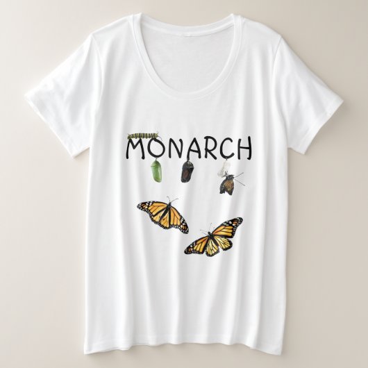 Dames Plus Size Ball T-shirt Monarch Life Cycle (Design voorkant)
