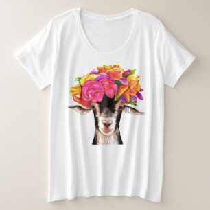 Dames Plus Size T-shirt Posey the Goat