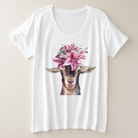 Dames Plus Taille Tee Lily la chèvre (Design devant)
