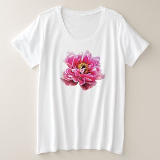 Dames Plus Taille Tee rose Peony (Design devant)