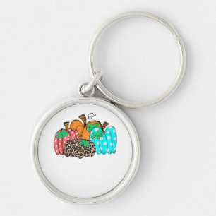 Dames Pompoen Luipaardprint Grafisch Het is Herfst Sleutelhanger