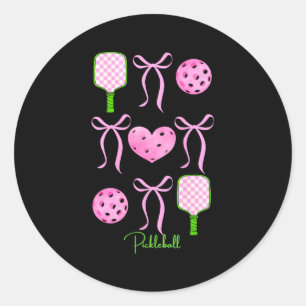 Dames preppy roze pickleball shirt meisjes houden ronde sticker
