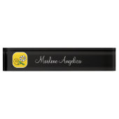 Dames Professionele Kantoor Bloemmonogram Naambordje (Voorkant)