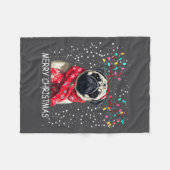 Dames Pugs hond Kerstmis Kerstman Hoed F Kerstmis  Fleece Deken (Voorkant (Horizontaal))