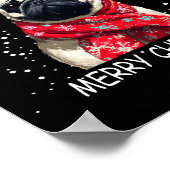 Dames Pugs Hond Kerstmis Kerstman Hoed F Kerstmis  Poster (Hoek)