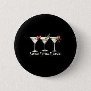 Dames Retro Grappige Kerstman Hulpsoldaat Martini Ronde Button 5,7 Cm