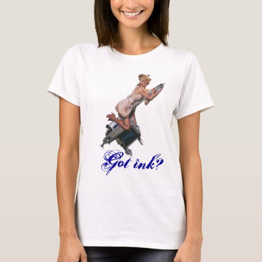 Dames Ringer "Avez-Vous De L'Encre ?" T-shirt (Devant)