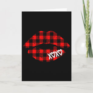 Dames Rode Buffalo Geruite Lippen T-shirt Valentij Kaart