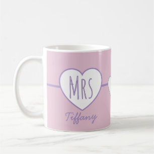 Dames roze en paarse koffiemok