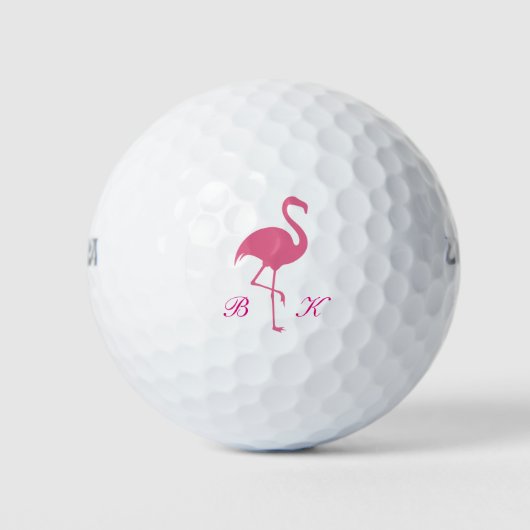 Dames Roze Flamingo Monogram Golfballen (Voorkant)